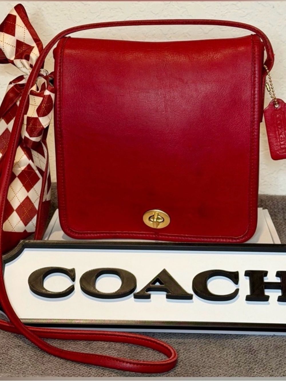 Coach Vintage Red Glove-Tanned Leather Highly Collectible Crossbody Bag